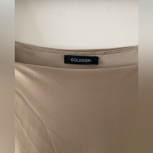 GOLDSIGN Square Neck Metallic Nude Thong Bodysuit - Picture 3 of 13